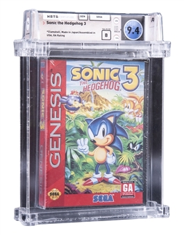 1994 SEGA Genesis (USA) "Sonic the Hedgehog 3" Sealed Video Game - WATA 9.4/B